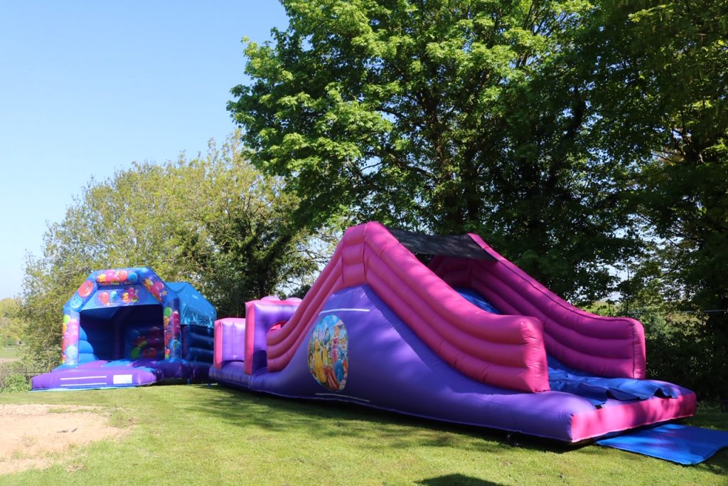 Princess Obstacle Course with Slide with Celebration Bouncy Castle
