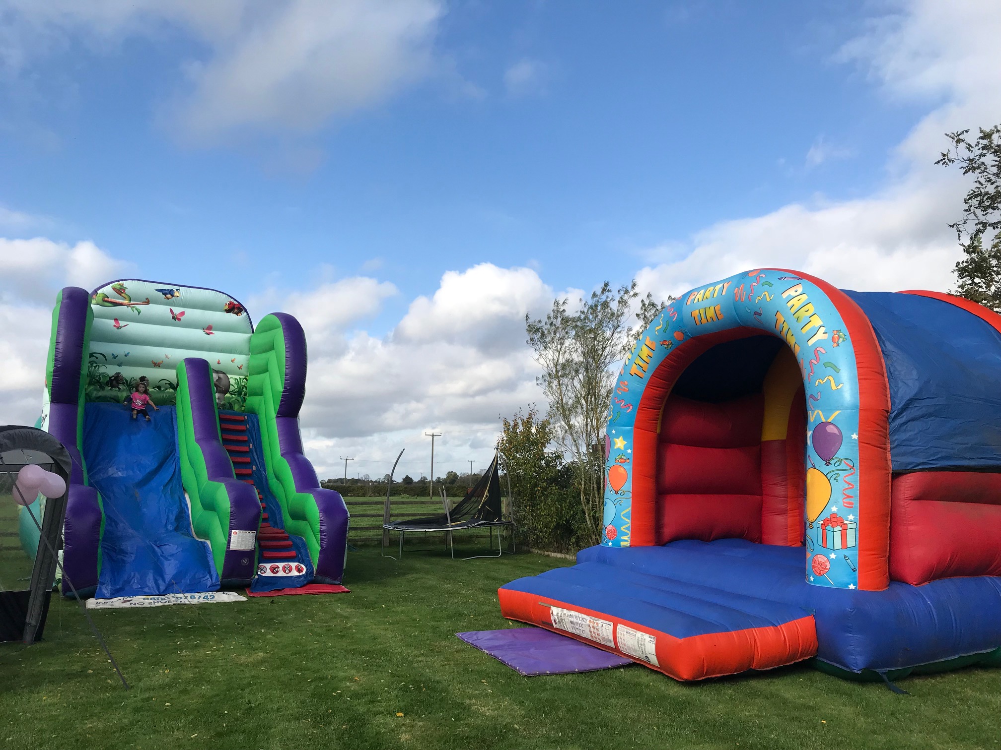 Giant Jungle Slide with Party Time Bouncy Castle